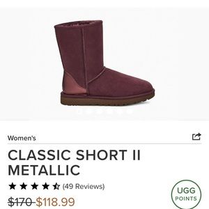 Ugg Classic Short II Metallic Boots in Wild Grape